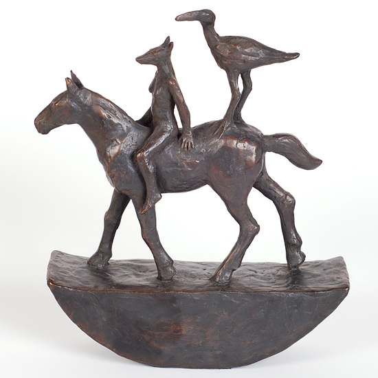 'Horse with Riders' - bronze - 21 x 17 x 5 cms